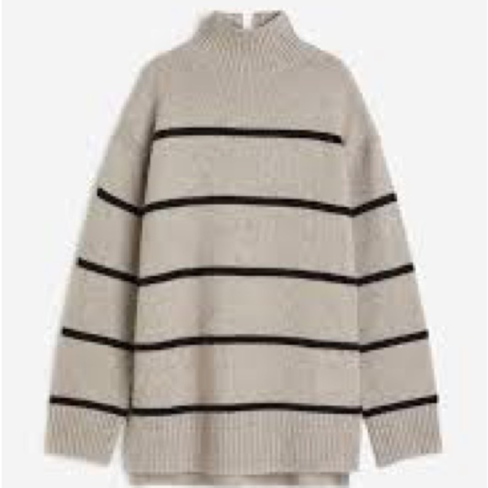 H&M Striped Knit Sweater in Beige and Black